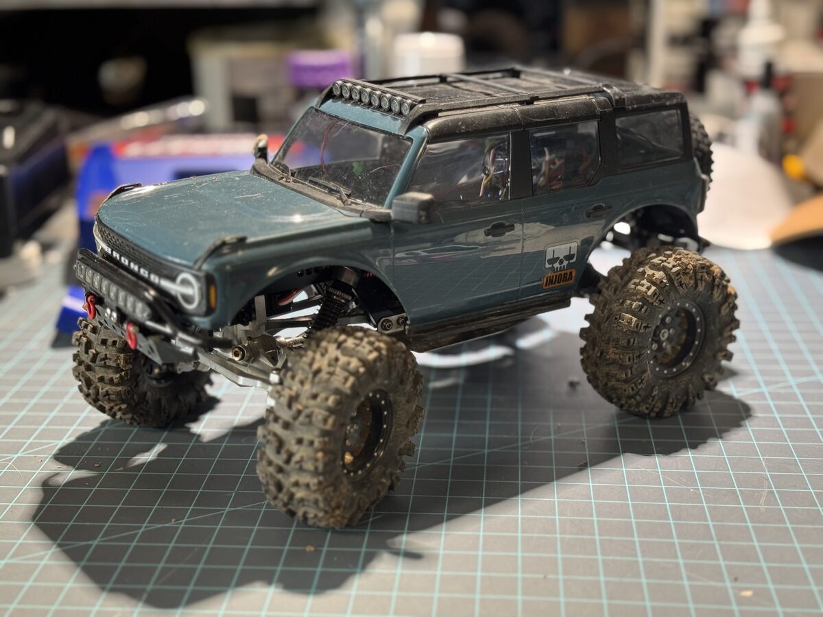 TRX4m Bronco in Area 51, three-quarter view